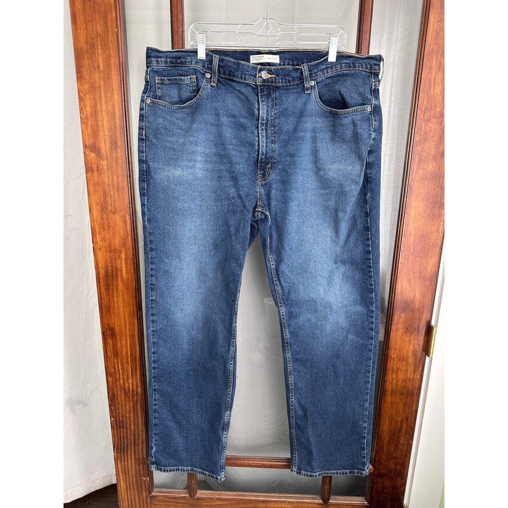 Levi Strauss Signature Gold Mens Relaxed Straight Jeans Blue 42x32 Medium Wash